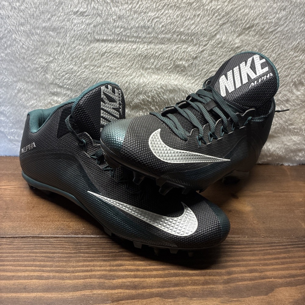Mens Nike Alpha Pro 2 Mid Football Cleats Green Black Shoes Sz 15 729444-024 - Picture 2 of 16